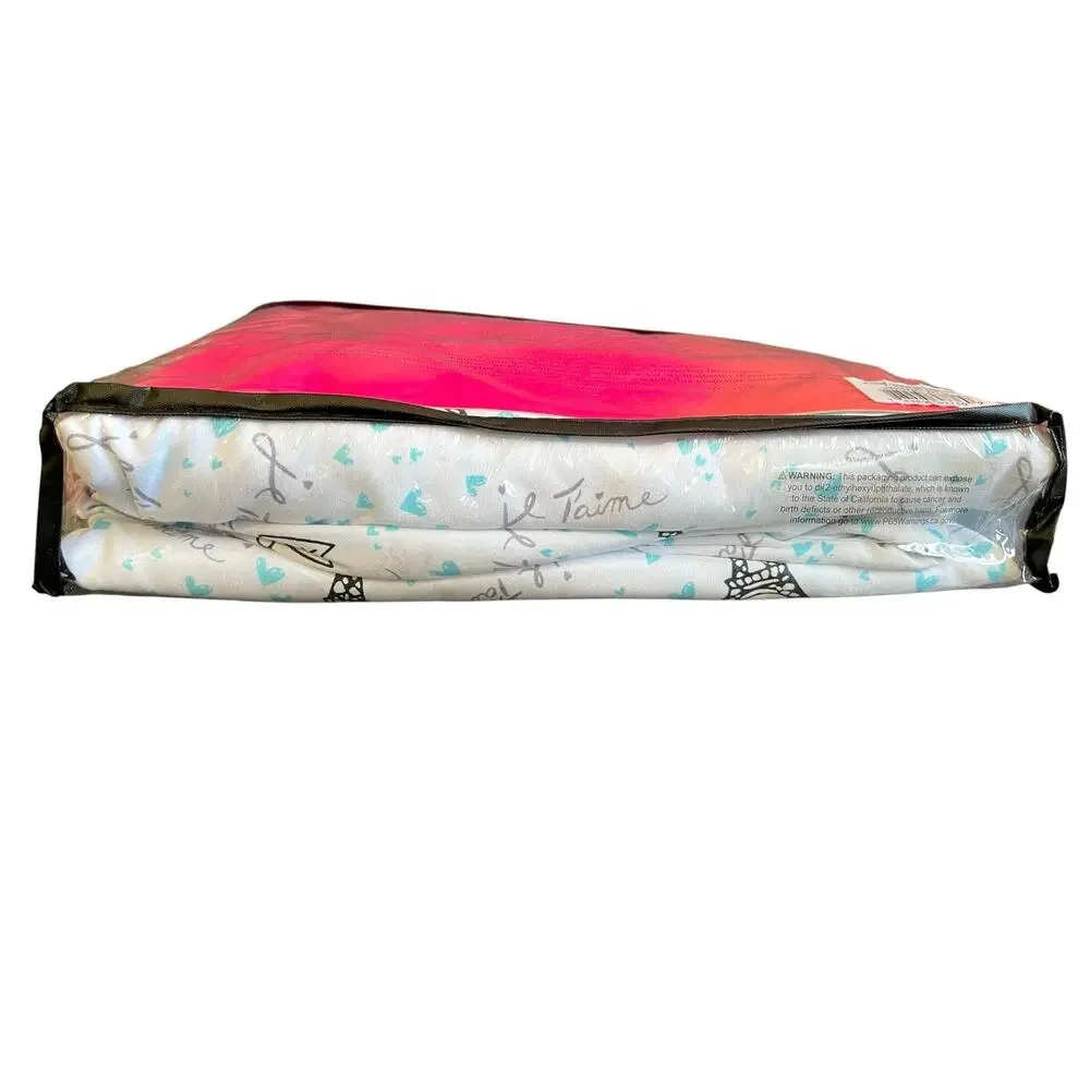 Betsey Johnson Full Sheet Set 4 pieces Paris Eiffel Tower Je T'aime Teal Heart